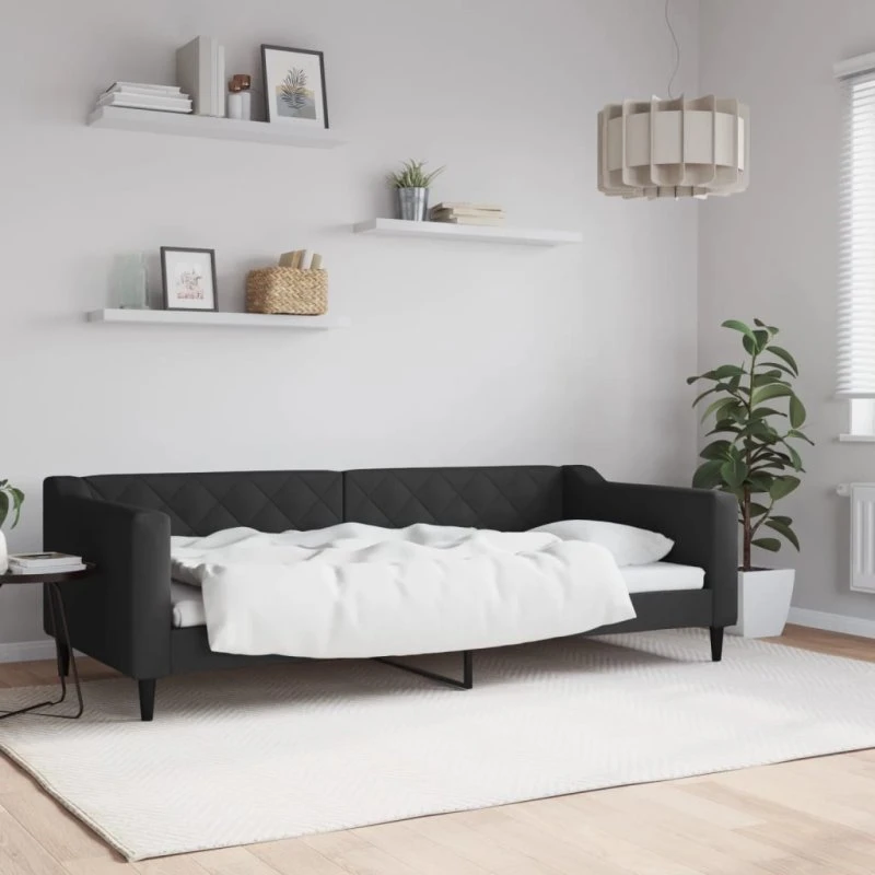 Daybed 90x200 cm i sort stof – sovesofa & gæsteseng
