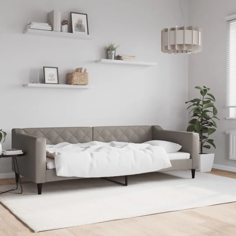 Daybed 90x200 cm i stof - gråbrun sovesofa