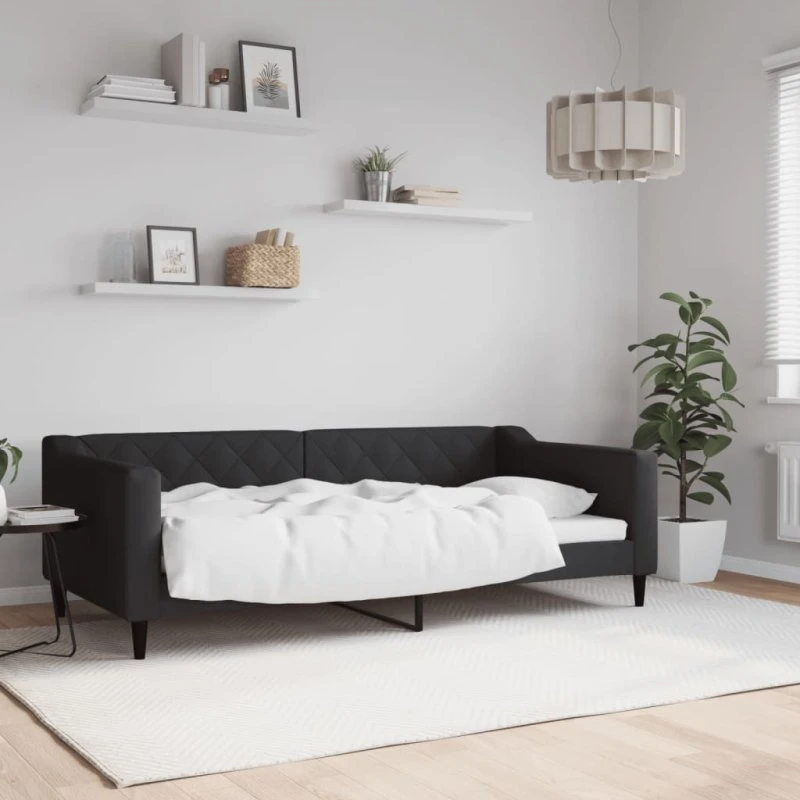 Daybed 90x190 cm i sort stof – 2-i-1 sovesofa