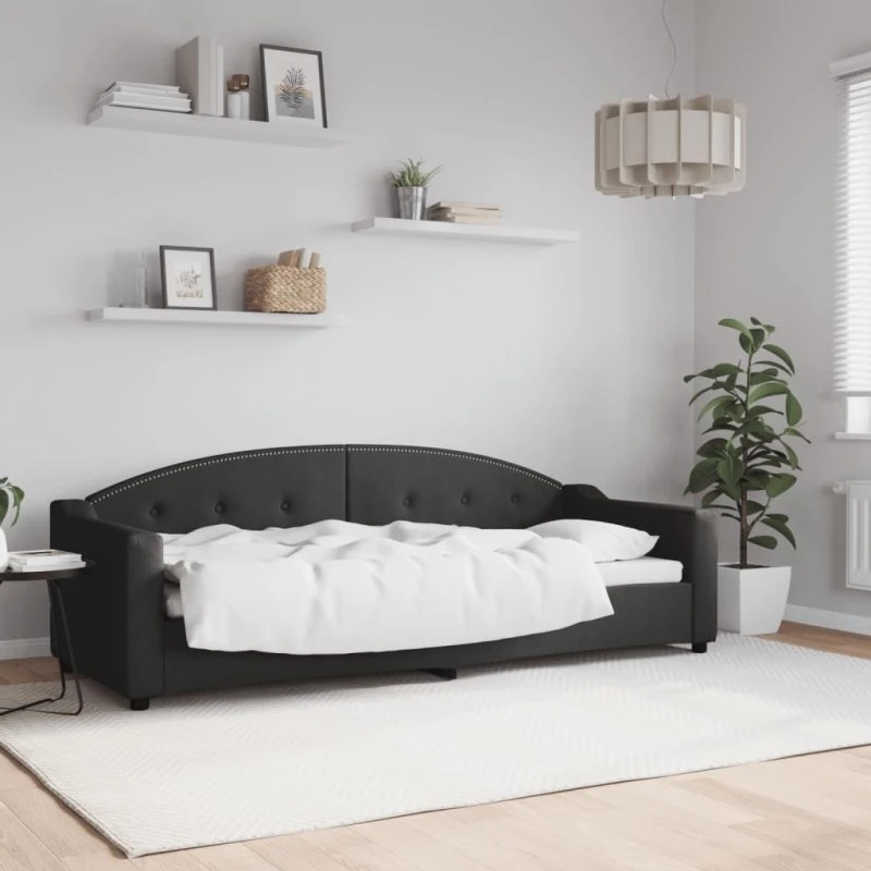 Daybed 80x200 cm i sort stof - 2-i-1 sovesofa
