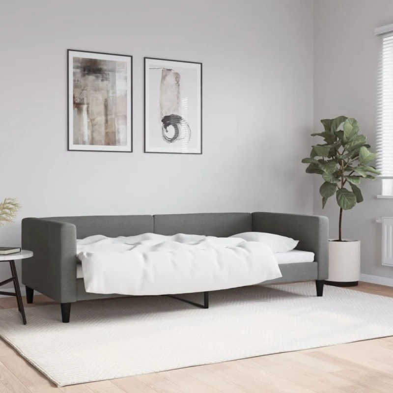 Daybed 90x200 cm stof mørkegrå – 2-i-1 sovesofa