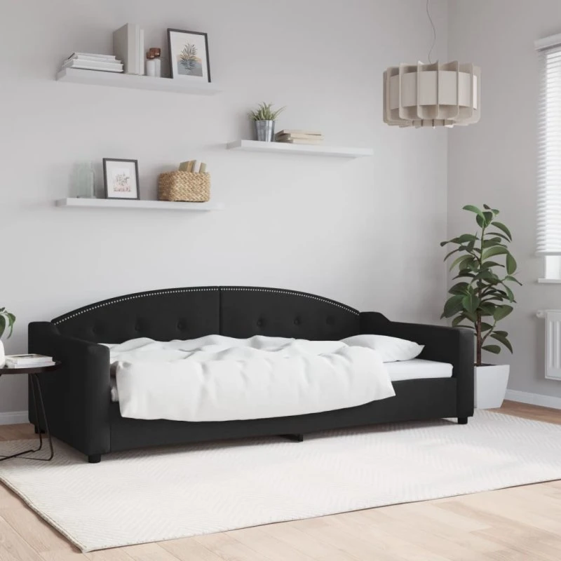 Daybed 90x200 cm stof sort - 2-i-1 sofa/seng