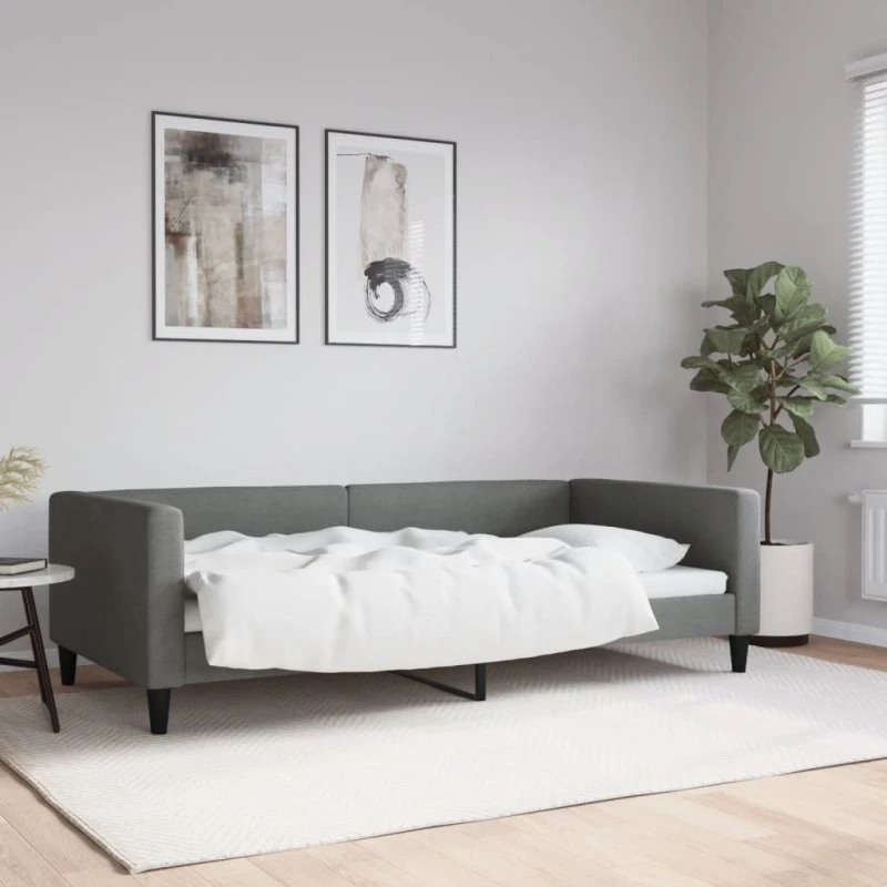 Daybed 100x200 cm stof mørkegrå – sovesofa 2-i-1