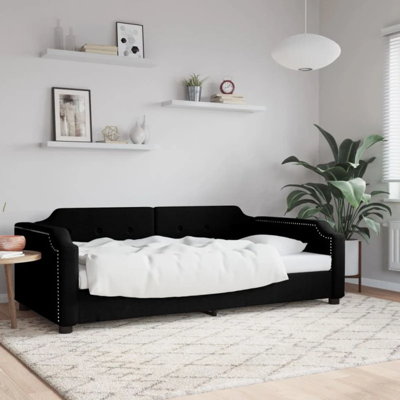 Daybed 80x200 cm i sort stof – 2-i-1 sovesofa