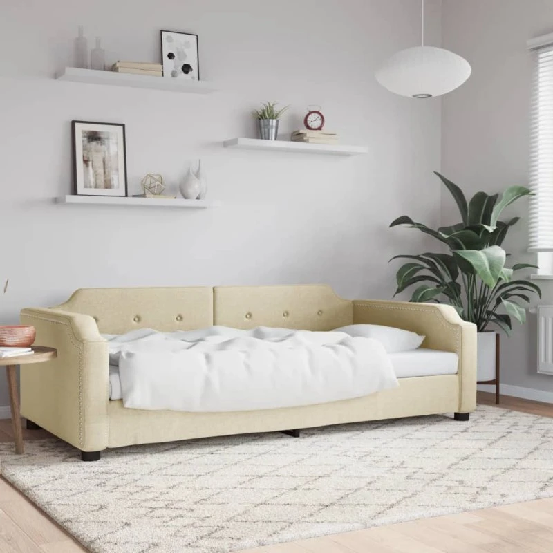Daybed 80x200 cm i creme stof – 2-i-1 sofa og seng