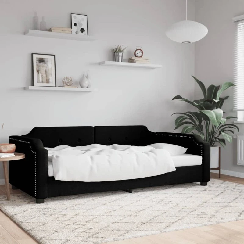Daybed 90x200 cm i sort stof – sovesofa 2-i-1