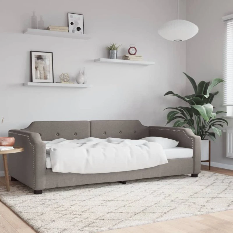 Daybed 90x200 cm stof gråbrun – 2-i-1 sovesofa