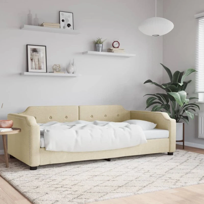 Daybed 100x200 cm i creme stof – 2-i-1 sovesofa