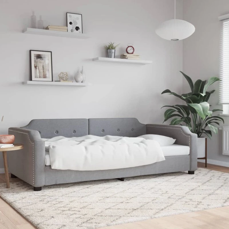 Daybed 90x190 cm stof lysegrå – 2-i-1 sovesofa