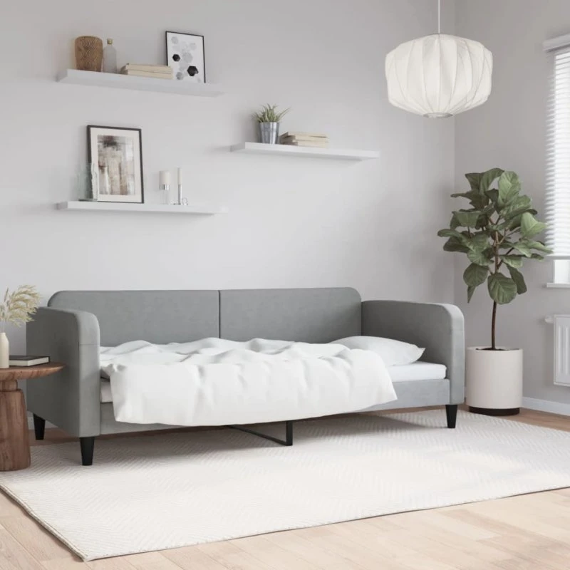 Daybed 80x200 cm stof lysegrå – 2-i-1 sovesofa