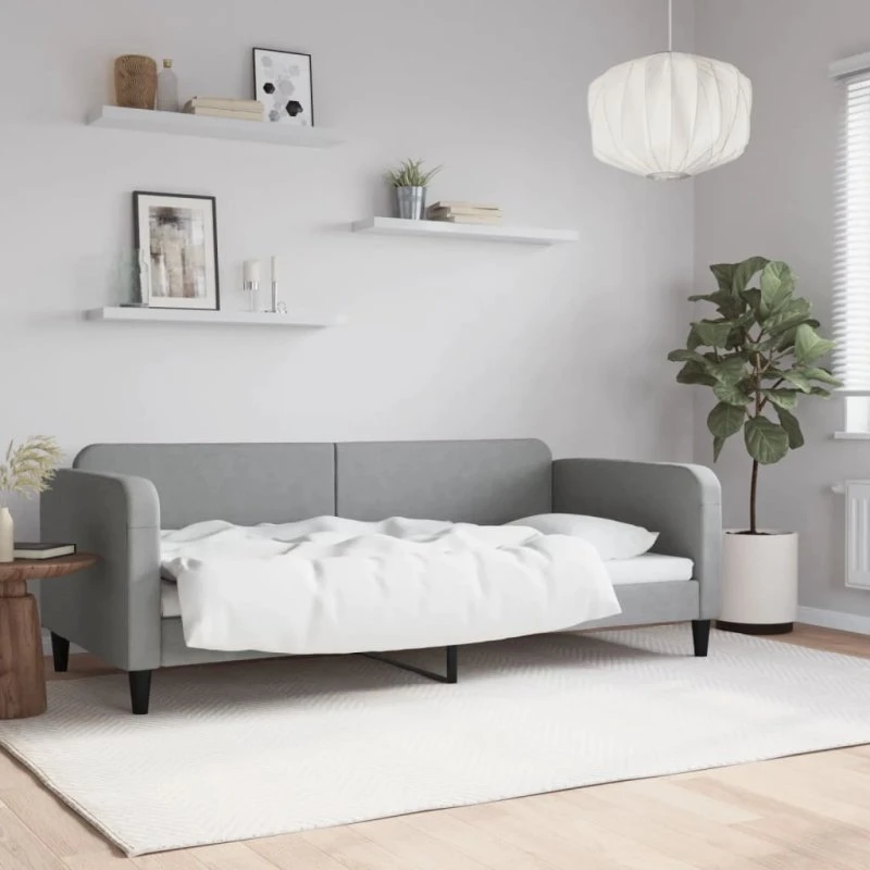 Daybed 90x200 cm stof lysegrå - 2-i-1 sofa og seng