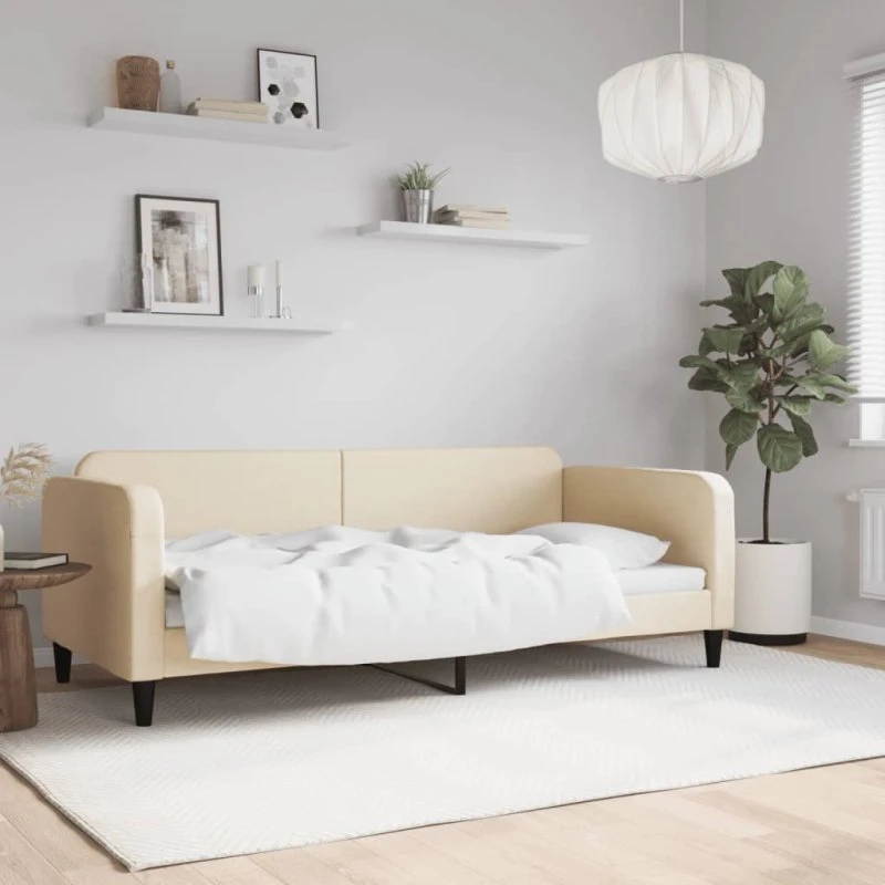 Daybed 90x200 cm i creme stof – 2-i-1 sofa og seng