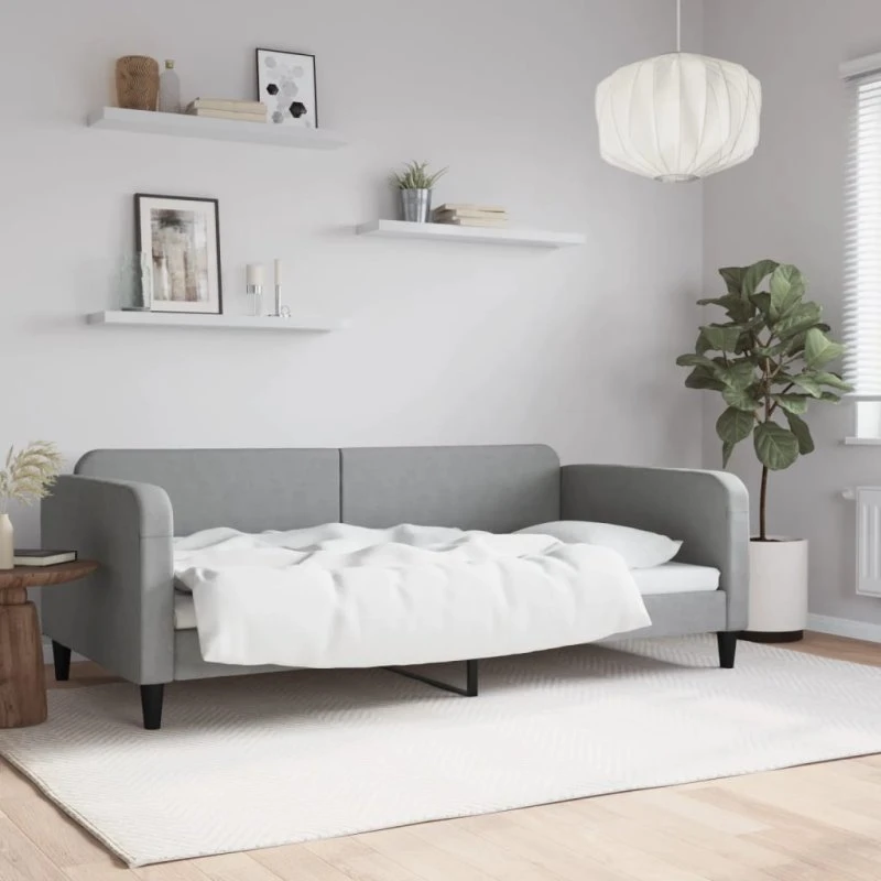 Daybed 100x200 cm stof lysegrå - 2-i-1 sovesofa