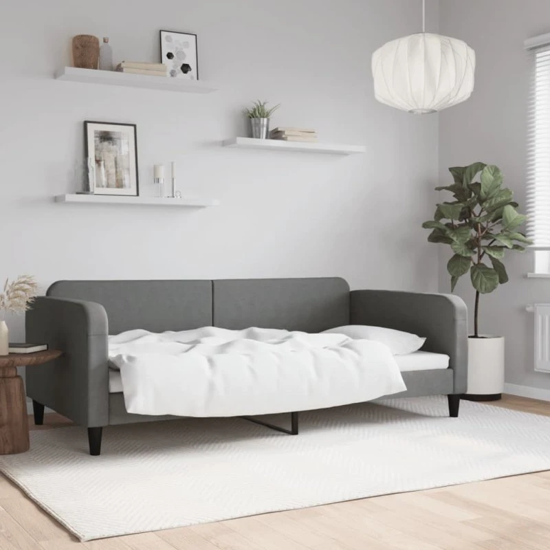 Daybed 100x200 cm stof mørkegrå - 2-i-1 sofa/seng