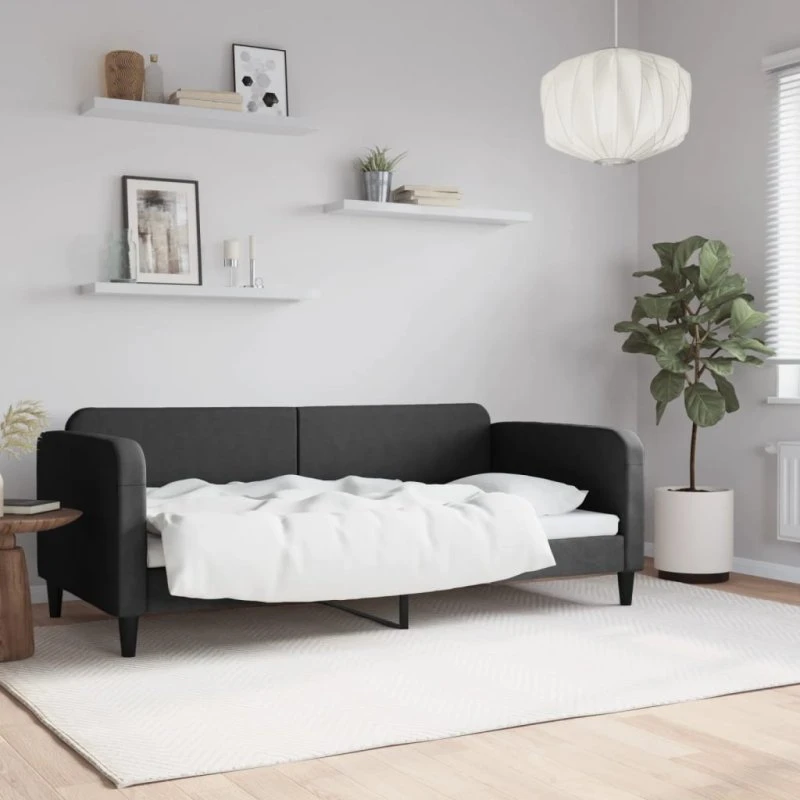 Daybed 90x190 cm i sort stof – 2-i-1 sovesofa