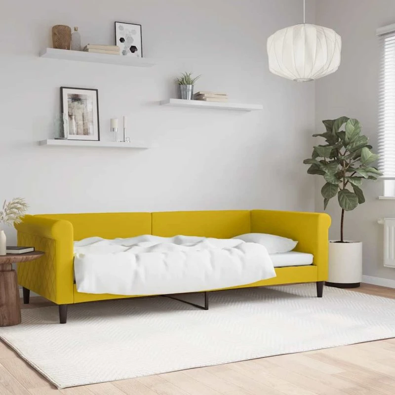 Daybed 90x200 cm i gul velour – sofa & gæsteseng