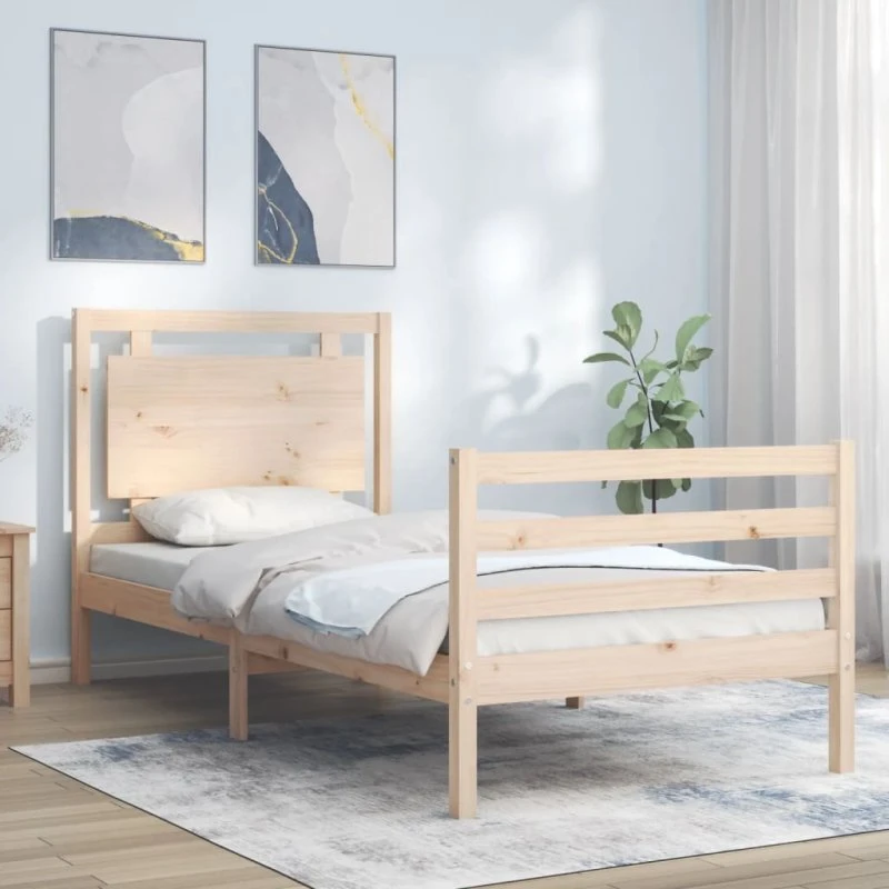 Sengeramme 100x200 cm med sengegavl i massivt fyrretræ