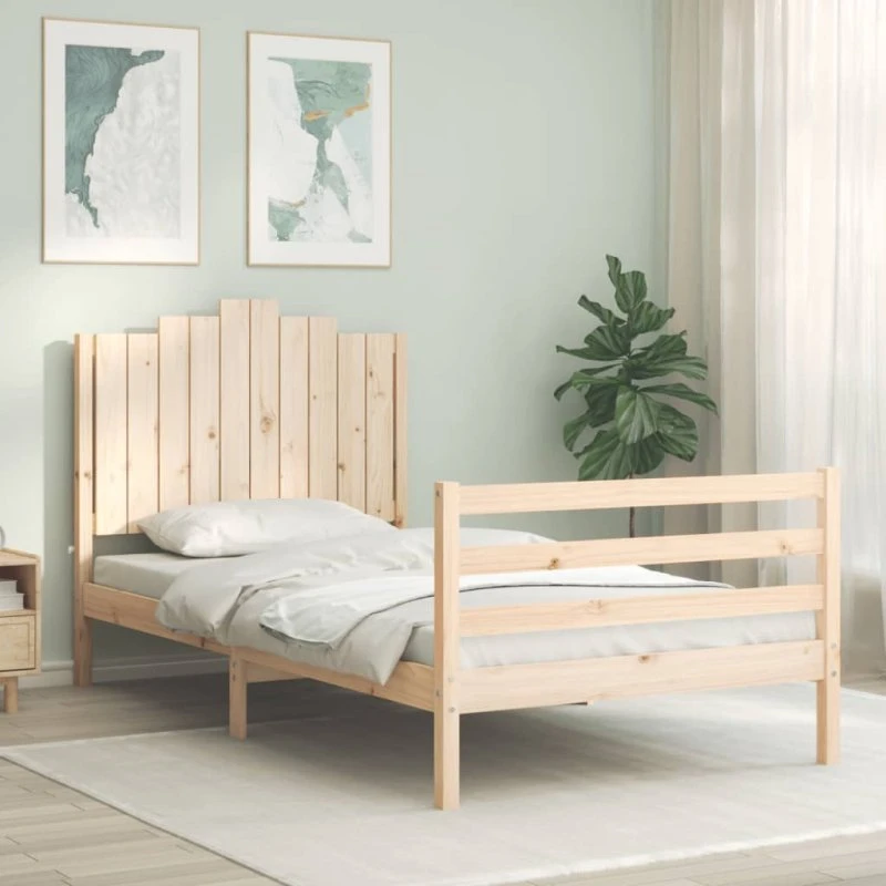 Sengeramme 100x200 cm med sengegavl i massivt fyrretræ