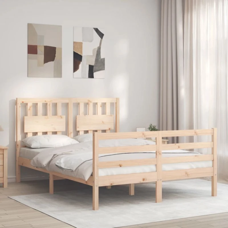 Sengeramme Small Double i massivt fyrretræ med sengegavl