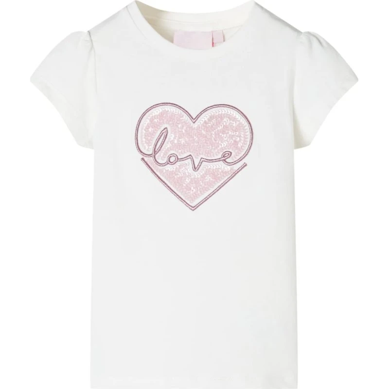 Børne T-shirt str. 104 ecru – kortærmet, rund hals