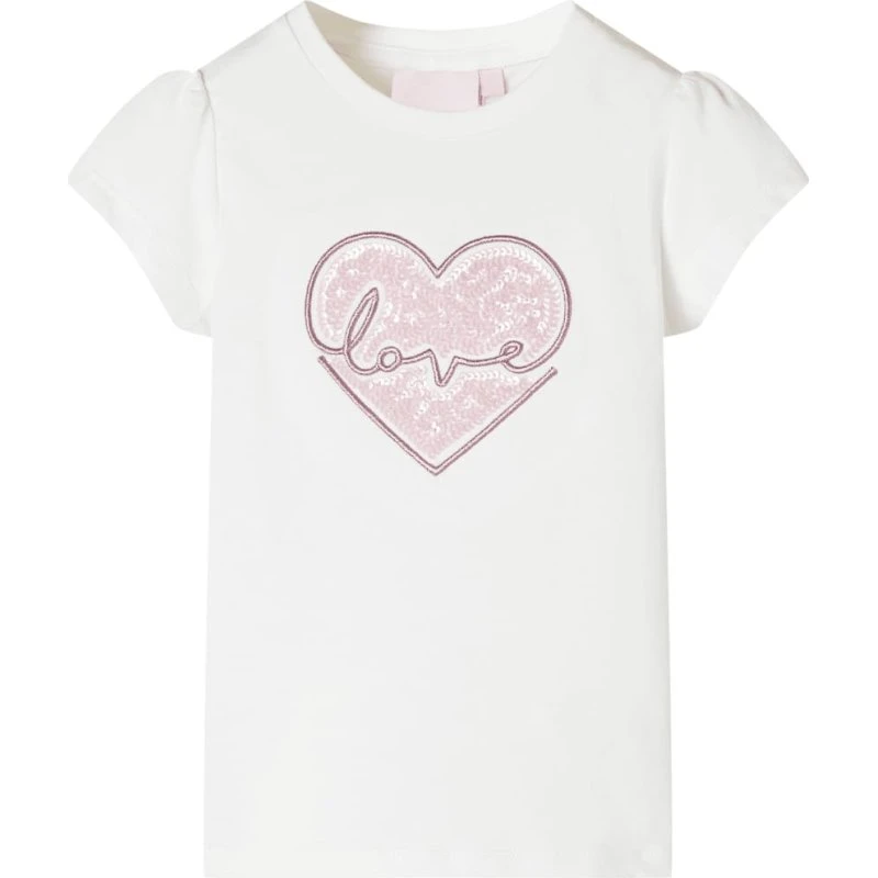 T-shirt til børn str. 128 ecru, kort ærme