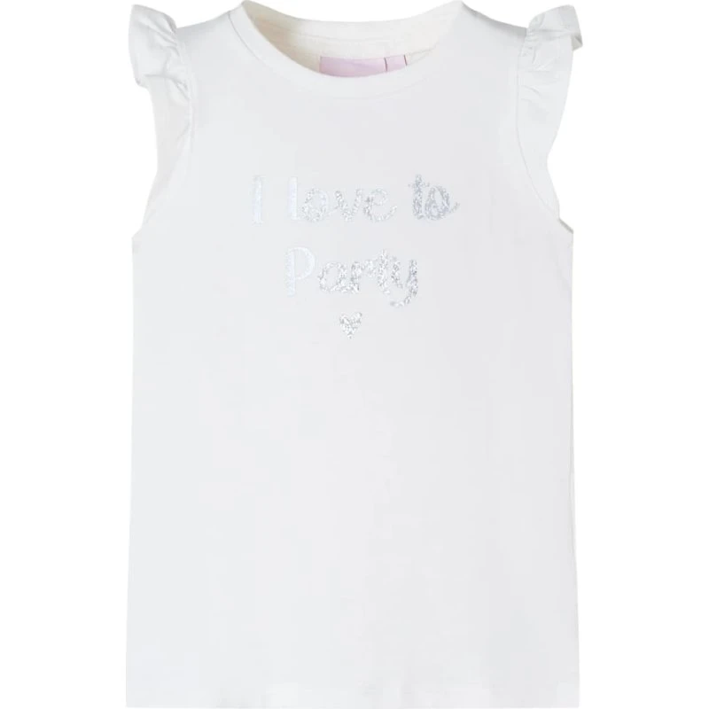 T-shirt til børn med flæser hvid - str. 140