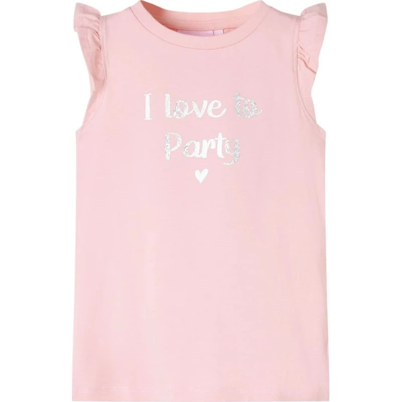 Lyserød T-shirt til børn str. 104 med flæser