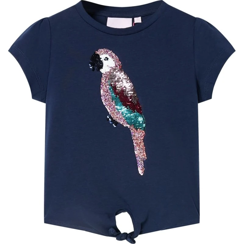 Børne-T-shirt str. 128 – Marineblå, kortærmet