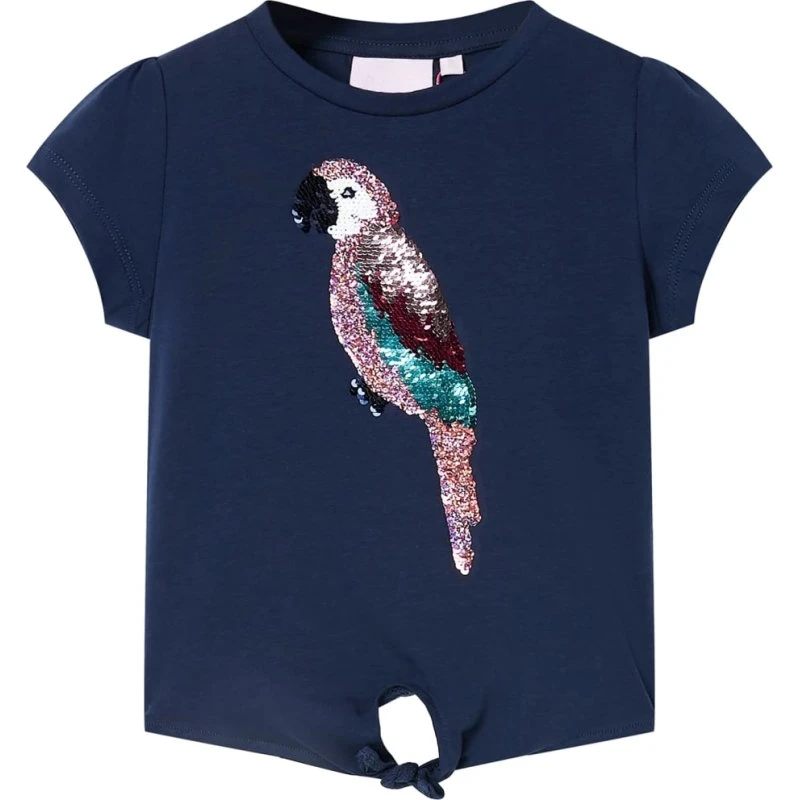 T-shirt til børn str. 140 – marineblå, kortærmet