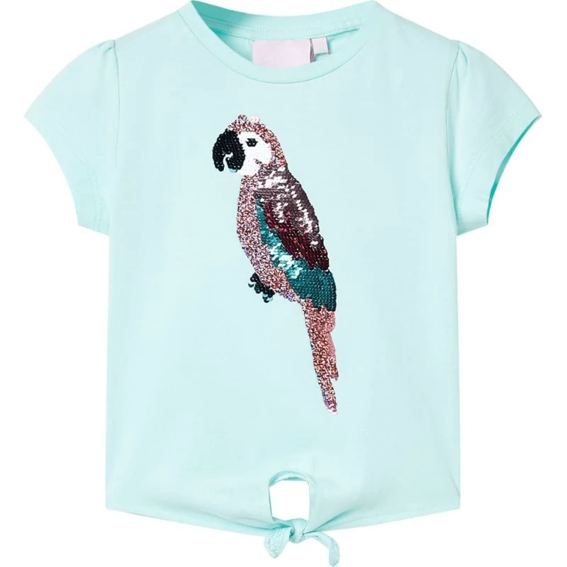 Børne-T-shirt kortærmet str. 128 – akvamarinblå