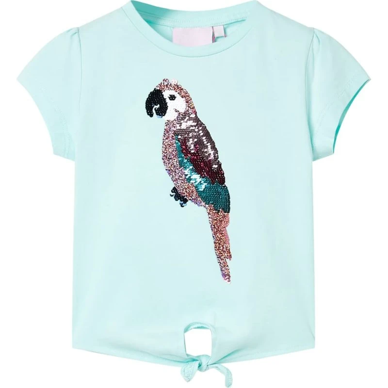 Børne-T-shirt 140 akvamarinblå – kortærmet, rund hals