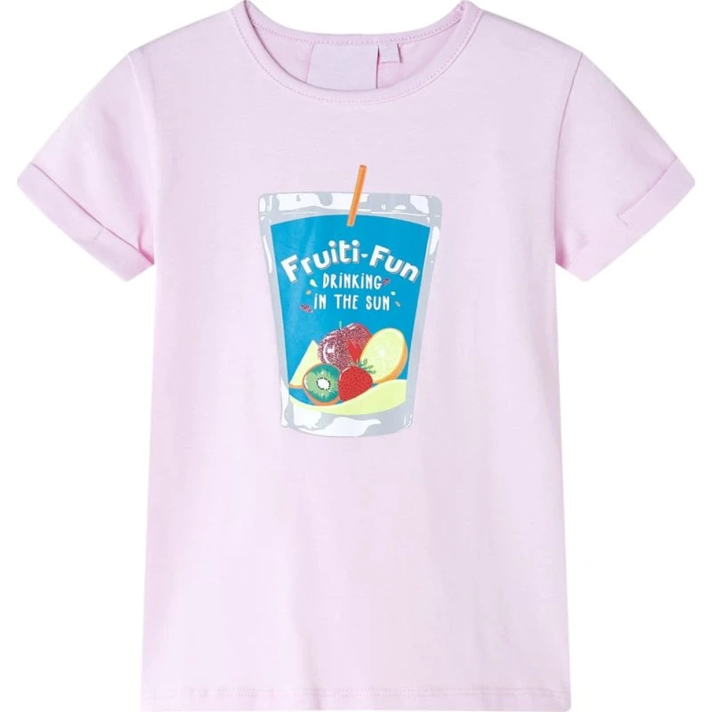 Børne-T-shirt str. 116 lyserød, kort ærme