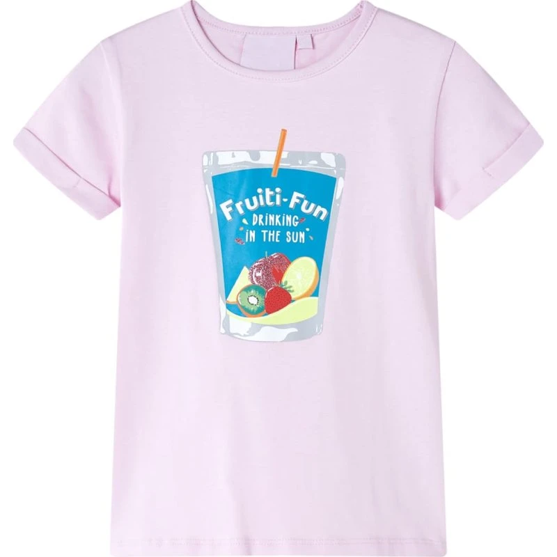 Børne T-shirt 140 lyserød – kortærmet rund hals