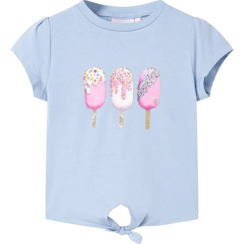 Børne T-shirt kortærmet blå str. 140