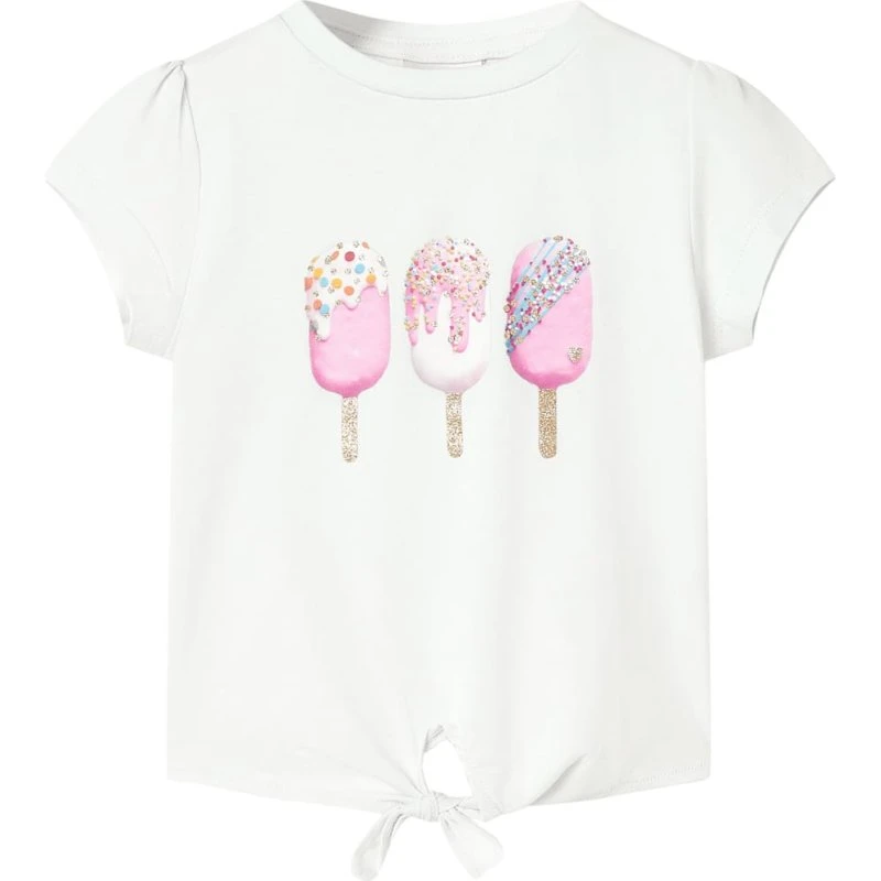 Børne-T-shirt str. 140 ecru med isprint