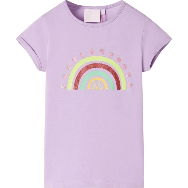 Børnet-shirt str. 104 - Lilla kortærmet