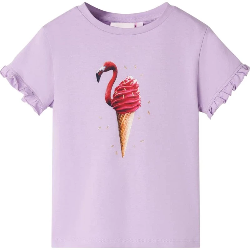 Børne T-shirt str. 128 – Lilla, kortærmet