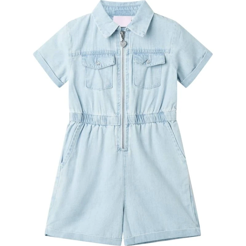 Lyseblå kortærmet onesie til børn, str. 128