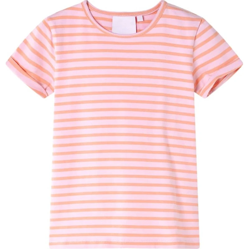 Lyserød striped t-shirt til børn, str. 140