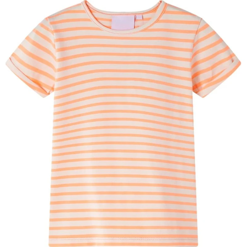 Børnet-shirt str. 104 – neon-orange, kortærmet