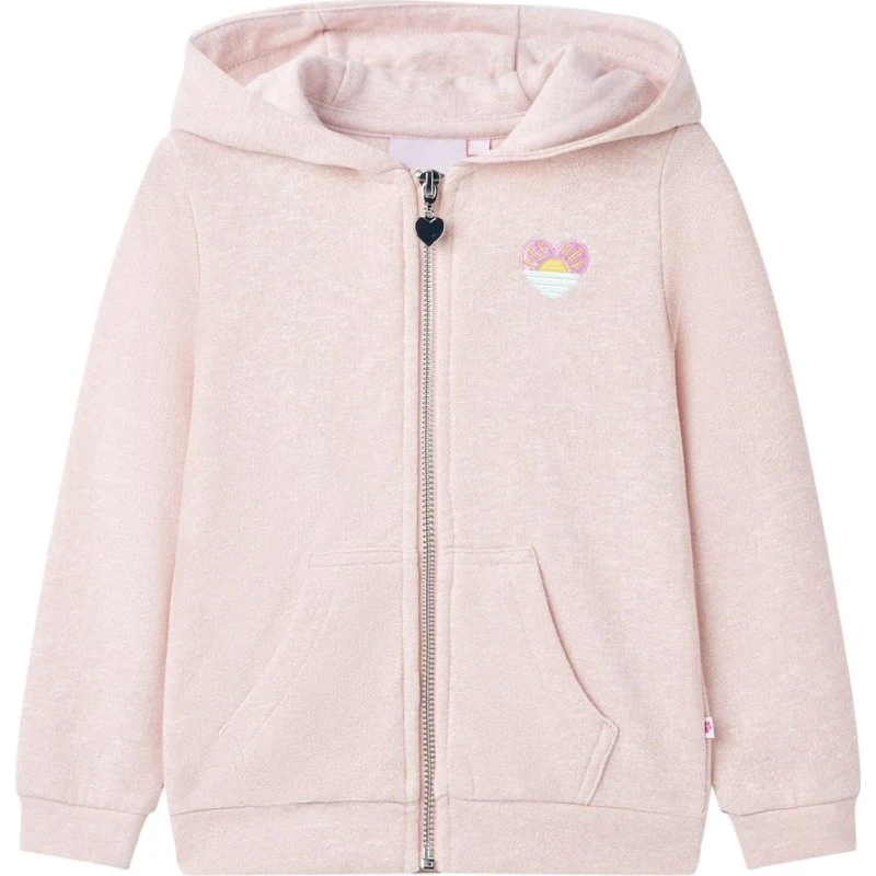 Børne-hættetrøje med lynlås str. 92 - Lyserød