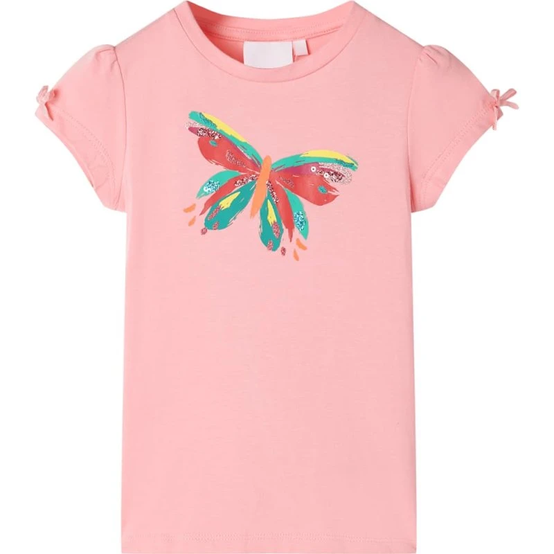 Børne-T-shirt str. 116, lyserød – kort ærme, rund hals