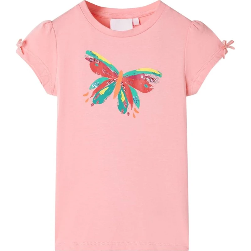 Kortærmet T-shirt til børn str. 140 - lyserød med print