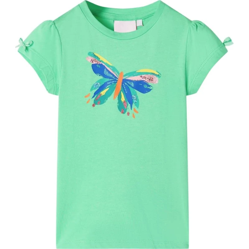 Børne T-shirt str. 116 – Lysegrøn, kort ærme