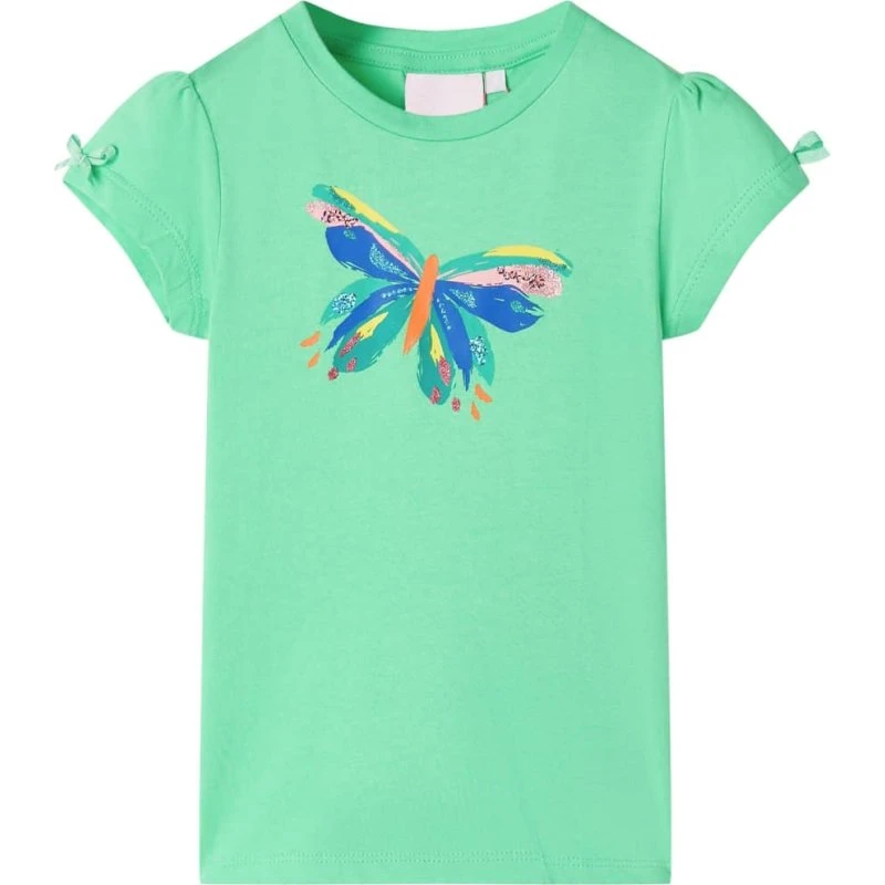 Børne-T-shirt str. 128 – Lysegrøn, kort ærme