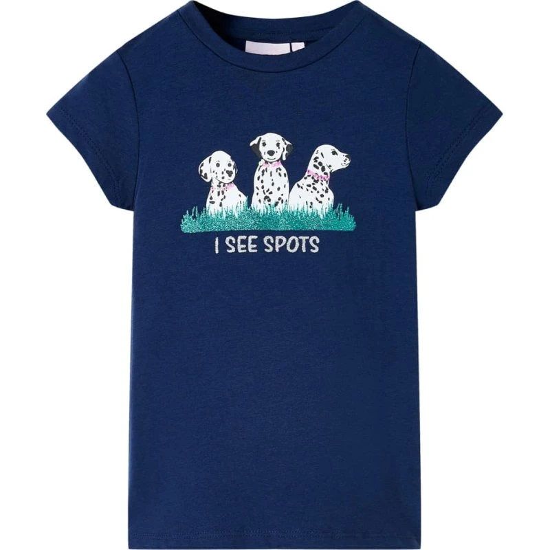 Børne-T-shirt str. 116 i marineblå