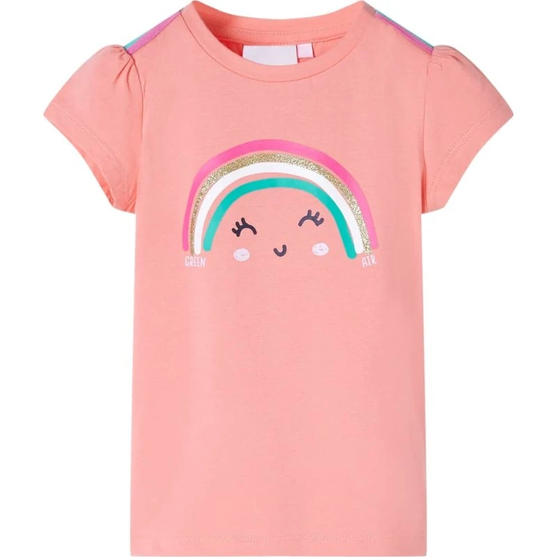 T-shirt til børn str. 116 i lys koral