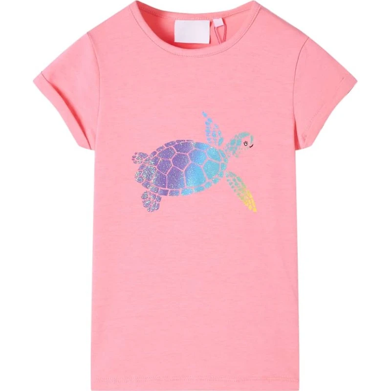 Børne T-shirt 92 lyserød – kortærmet, rund hals