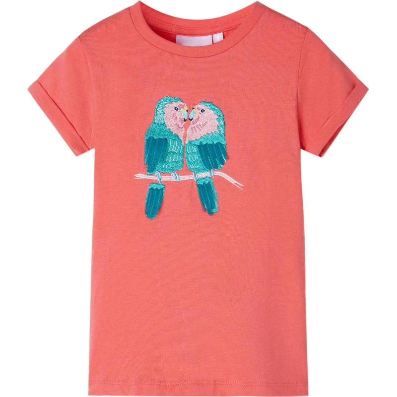 Børne T-shirt koralfarvet str. 116