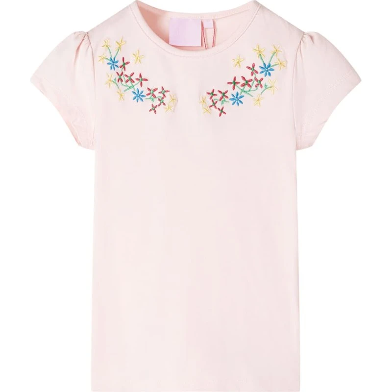 Lyserød T-shirt til børn str. 140 – kortærmet blomsterprint